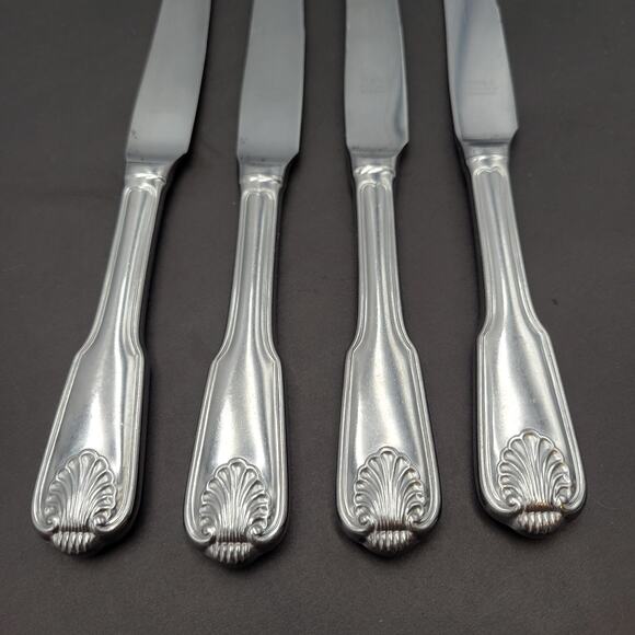 TOWLE Stainless Dinner Knife London Shell Flatware GERMANY Set 4 Pcs Vtg - Picture 6 of 7